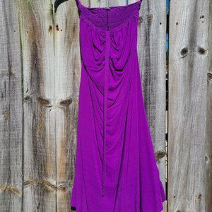 Purple strapless pull on dress.